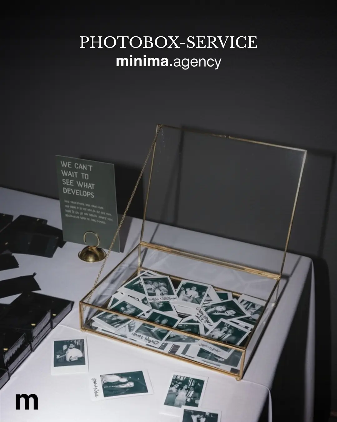 Minima Agency captures your event with photo & video. "Less is More" — clear, emotional, artistic storytelling.