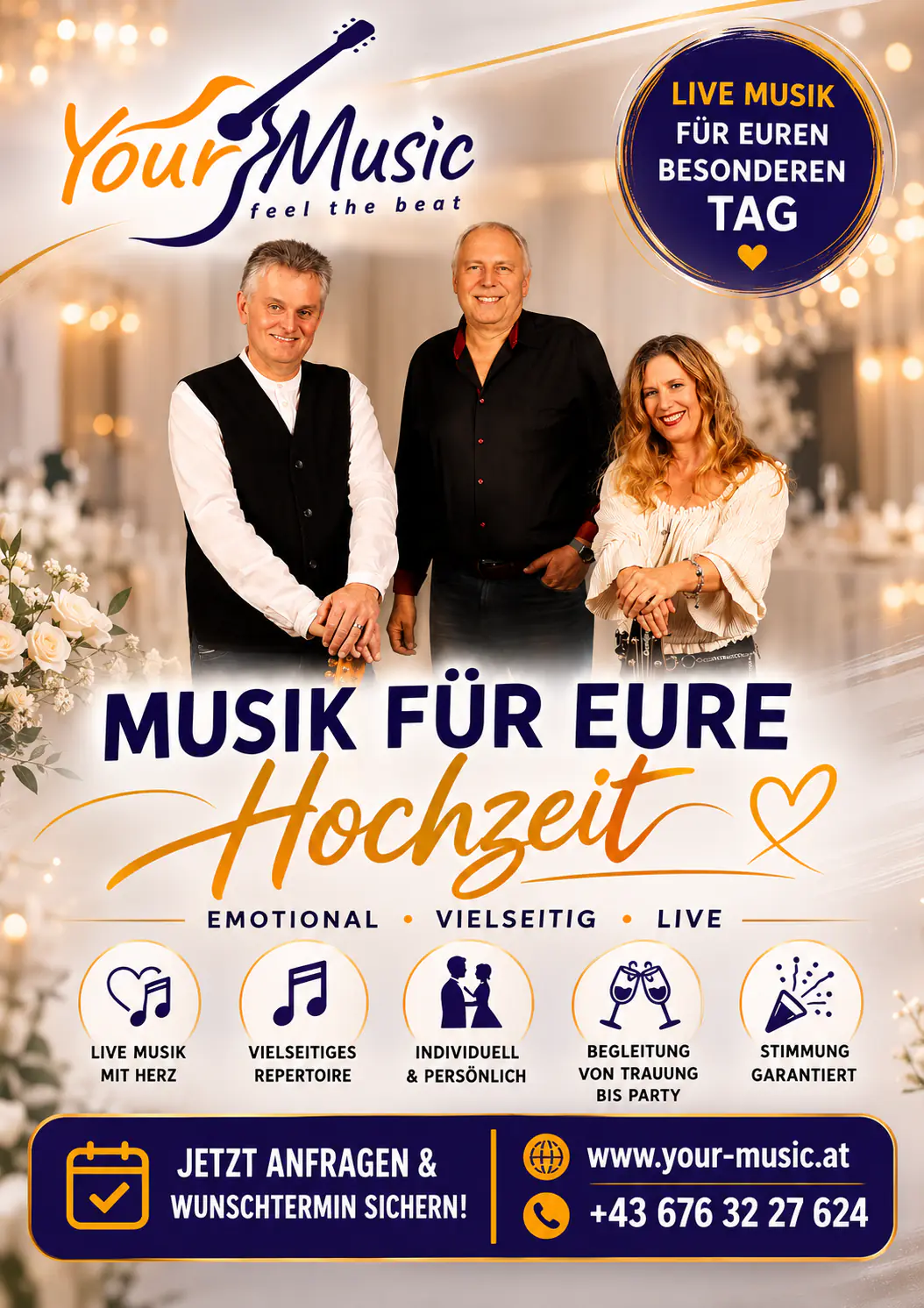 Your Music – Livemusik für Hochzeiten, Feiern, Firmenevents und besondere Anlässe. Stimmungsvoll, professionell.